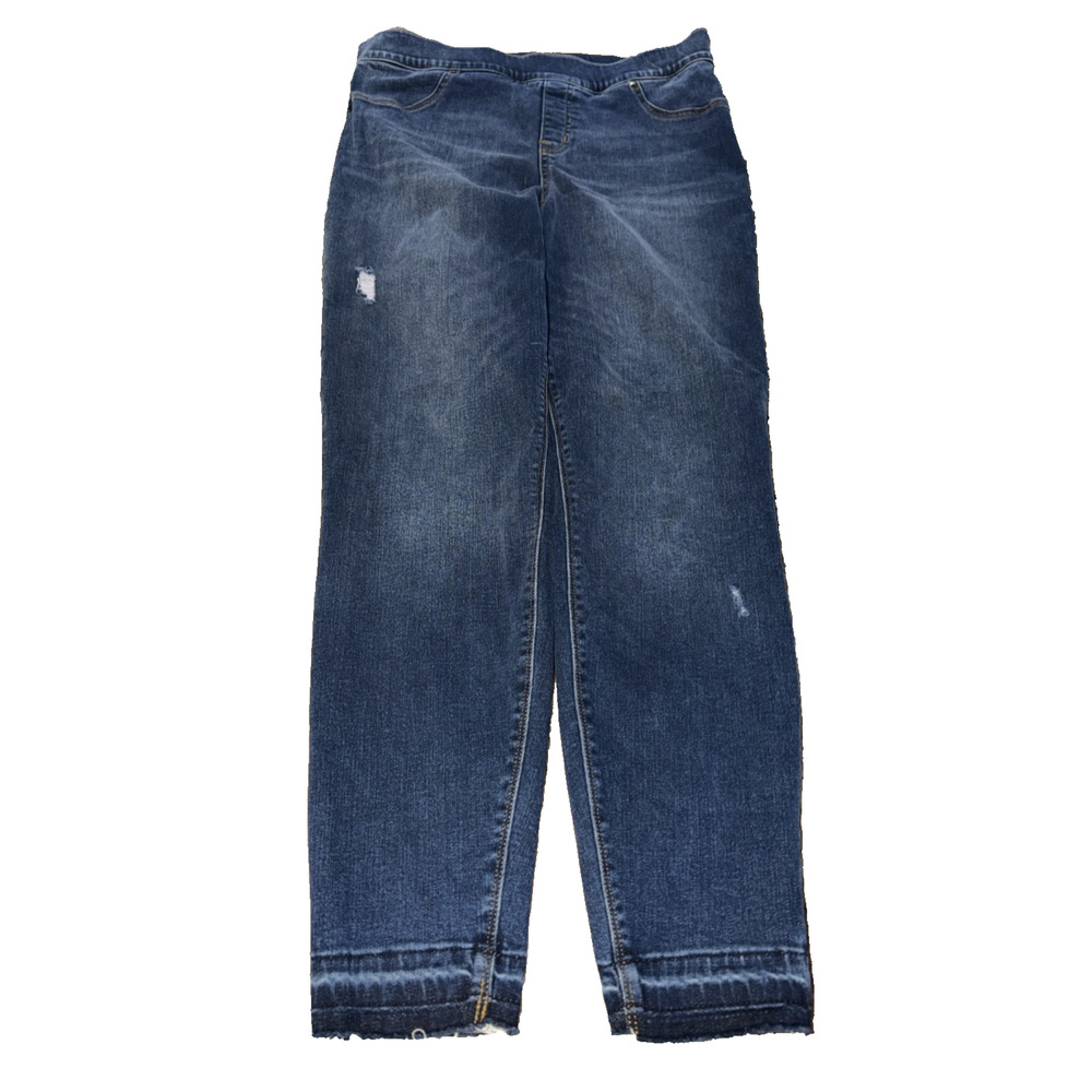 SPANX Distressed Pull-On Jeans XL  Raw Frayed Hem
